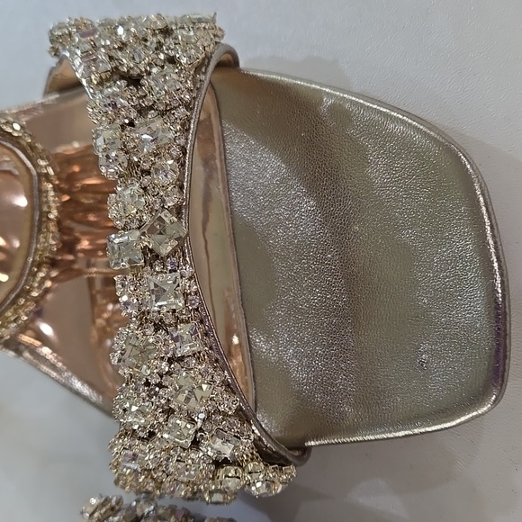 Badgley Mischka Galia Crystal Ankle Strap Evening Bridal Strappy Heels Size 10 - Picture 7 of 12